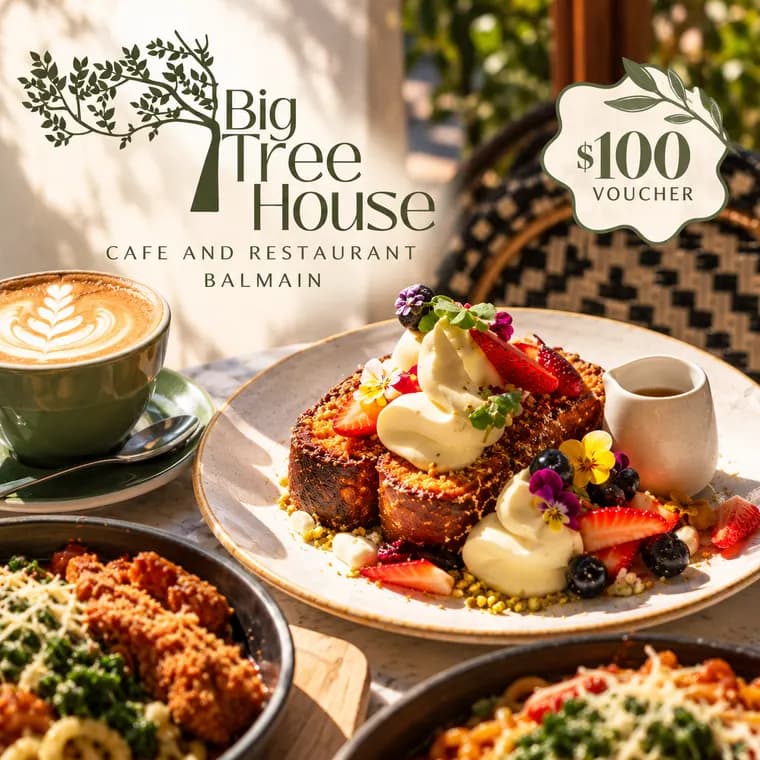 Big Tree House Cafe Balmain, $100 voucher
