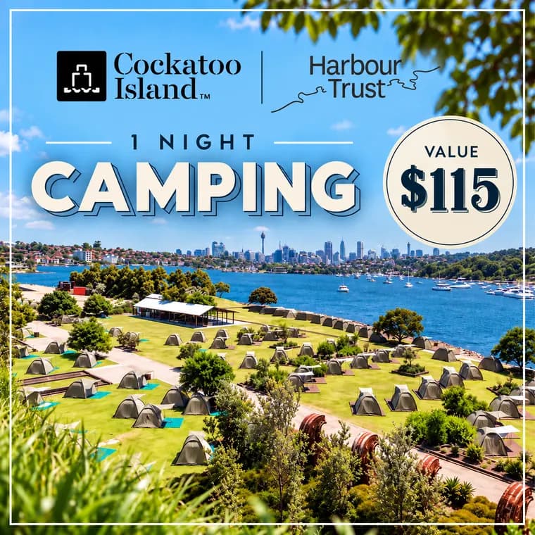 Cockatoo Island, 1 night camping on the island