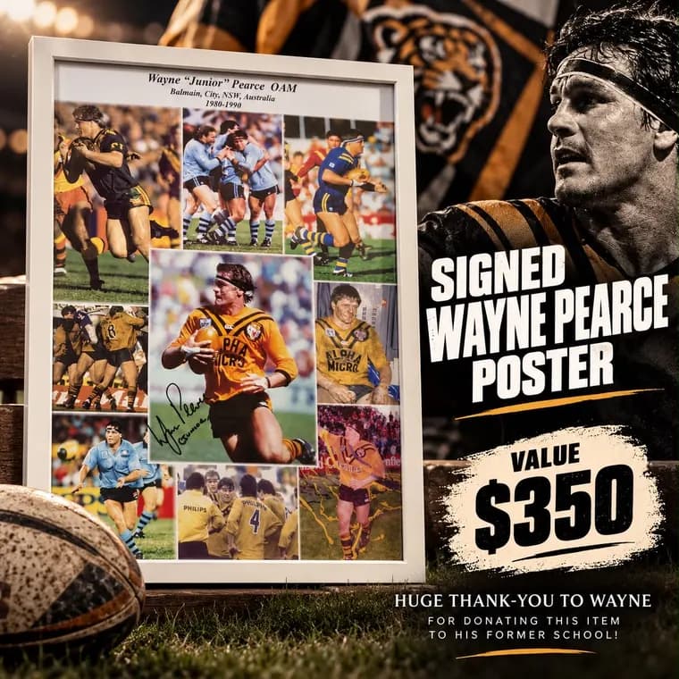 Wayne Pearce, Signed poster, Balmain Tigers legend